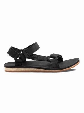 TEVA Men Black Leather Original Universal Sandals US9 Outdoor Boho Gorpcore